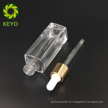 Botella cosmética clara de la loción del dropper del vidrio cuadrado de empaquetado cosmético 30ml